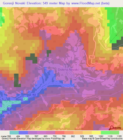 Gorenji Novaki,Slovenia Elevation Map