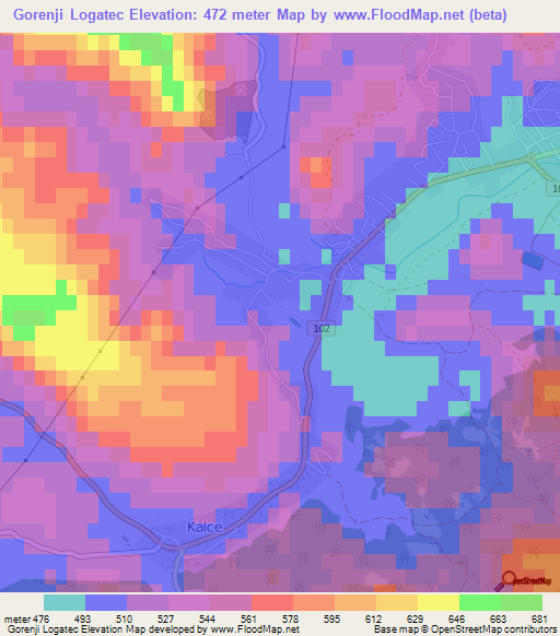 Gorenji Logatec,Slovenia Elevation Map