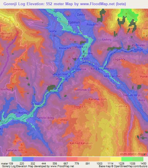 Gorenji Log,Slovenia Elevation Map