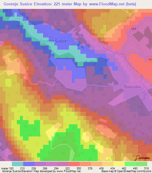 Gorenje Susice,Slovenia Elevation Map