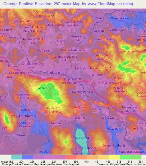 Gorenje Ponikve,Slovenia Elevation Map