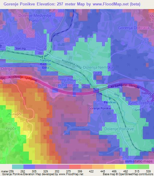 Gorenje Ponikve,Slovenia Elevation Map