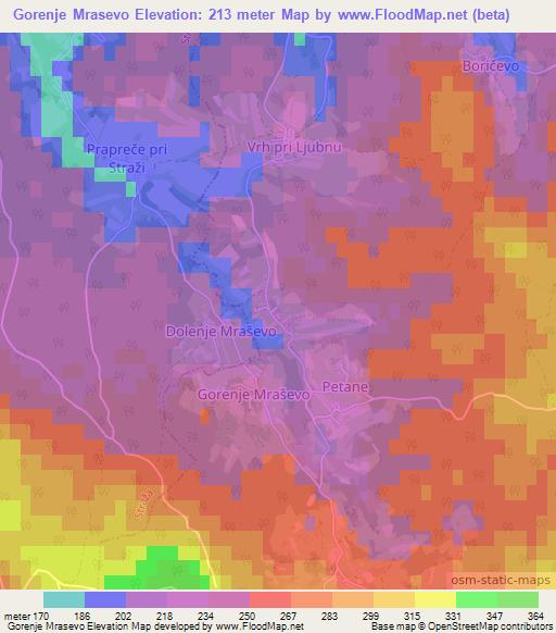 Gorenje Mrasevo,Slovenia Elevation Map