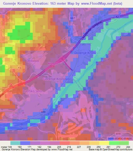 Gorenje Kronovo,Slovenia Elevation Map