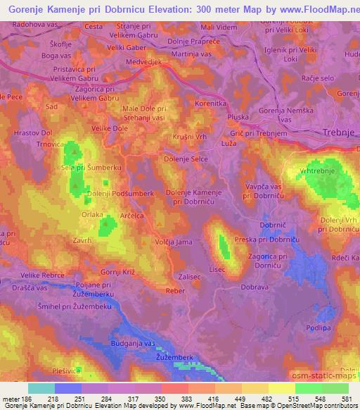 Gorenje Kamenje pri Dobrnicu,Slovenia Elevation Map