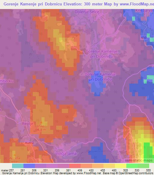 Gorenje Kamenje pri Dobrnicu,Slovenia Elevation Map