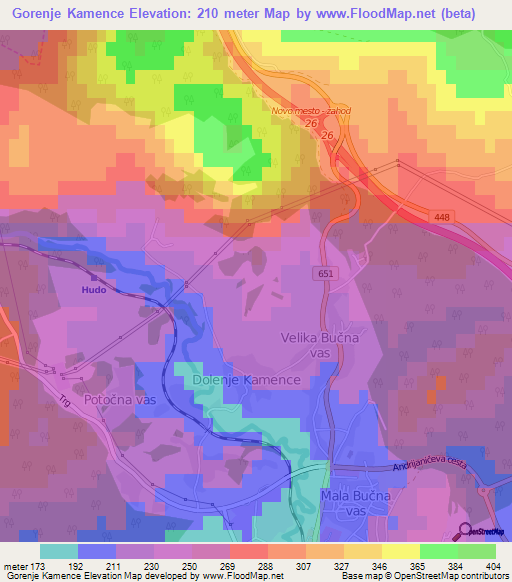 Gorenje Kamence,Slovenia Elevation Map