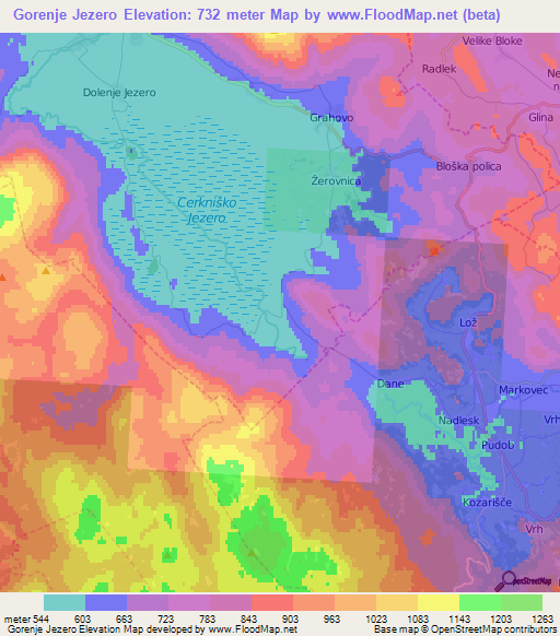 Gorenje Jezero,Slovenia Elevation Map