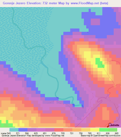 Gorenje Jezero,Slovenia Elevation Map