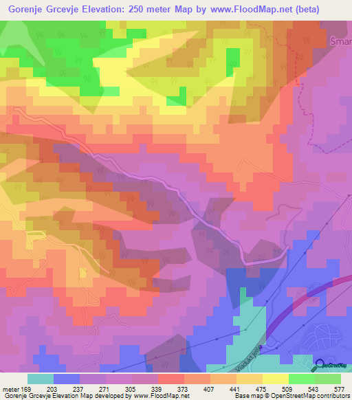 Gorenje Grcevje,Slovenia Elevation Map