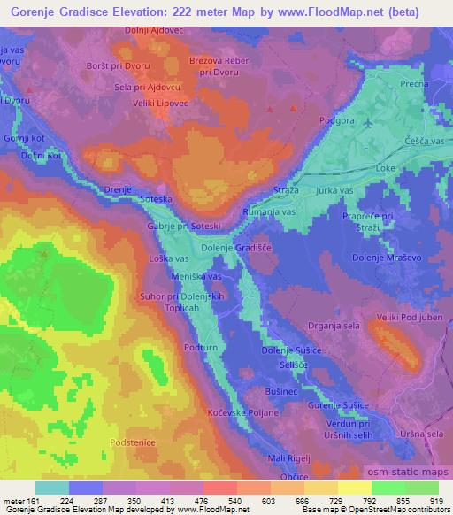 Gorenje Gradisce,Slovenia Elevation Map