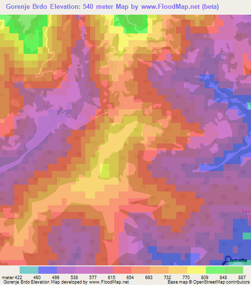 Gorenje Brdo,Slovenia Elevation Map