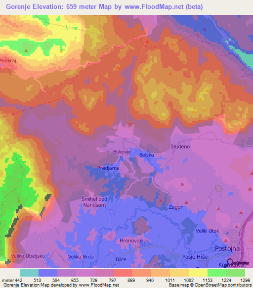 Gorenje,Slovenia Elevation Map