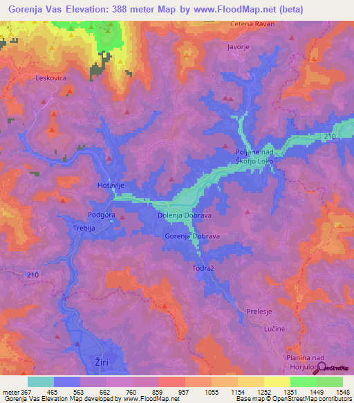 Gorenja Vas,Slovenia Elevation Map