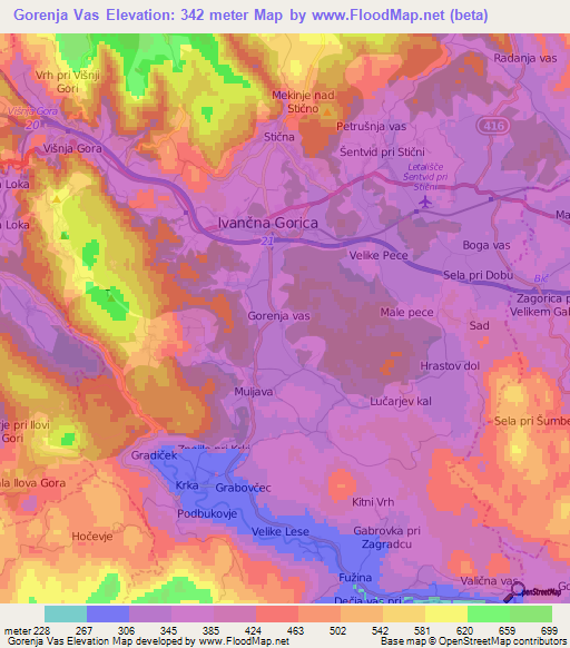 Gorenja Vas,Slovenia Elevation Map