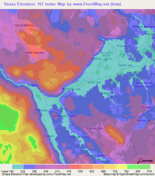 Straza,Slovenia Elevation Map