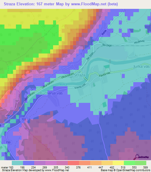 Straza,Slovenia Elevation Map