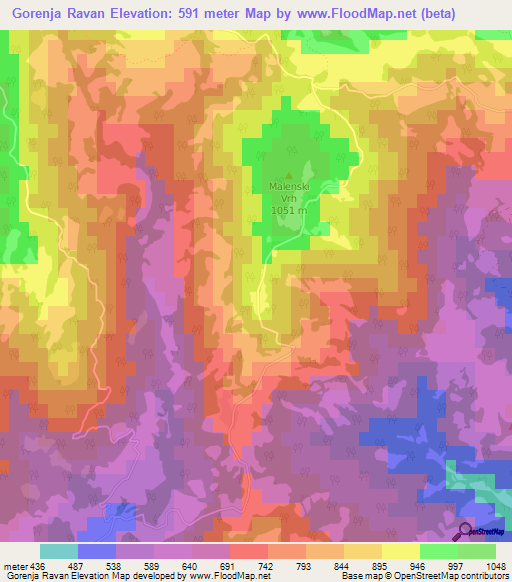 Gorenja Ravan,Slovenia Elevation Map