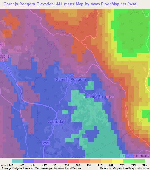 Gorenja Podgora,Slovenia Elevation Map