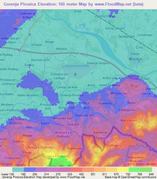 Gorenja Pirosica,Slovenia Elevation Map