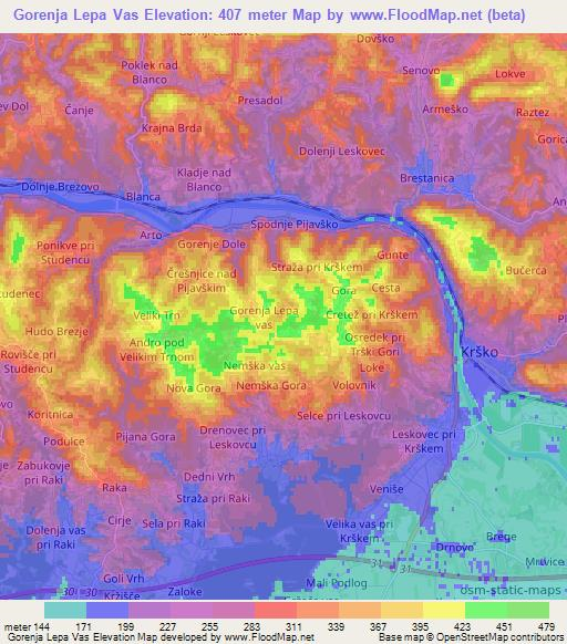 Gorenja Lepa Vas,Slovenia Elevation Map