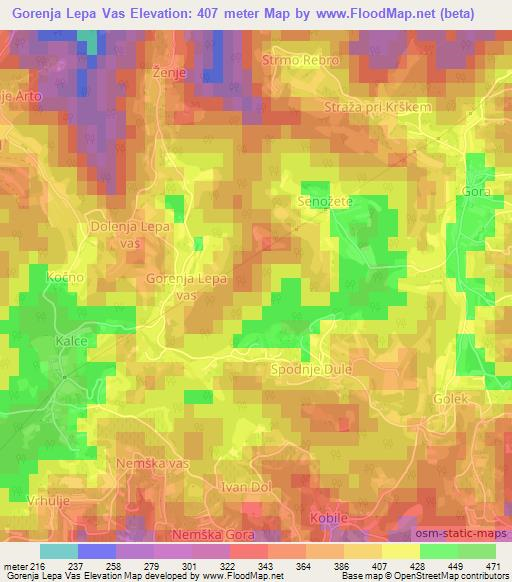 Gorenja Lepa Vas,Slovenia Elevation Map