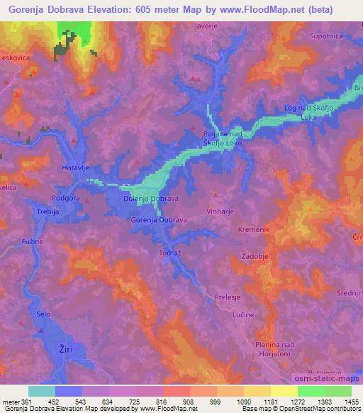 Gorenja Dobrava,Slovenia Elevation Map