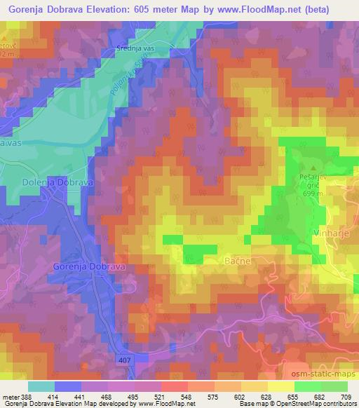 Gorenja Dobrava,Slovenia Elevation Map