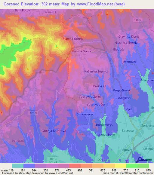 Goranec,Croatia Elevation Map