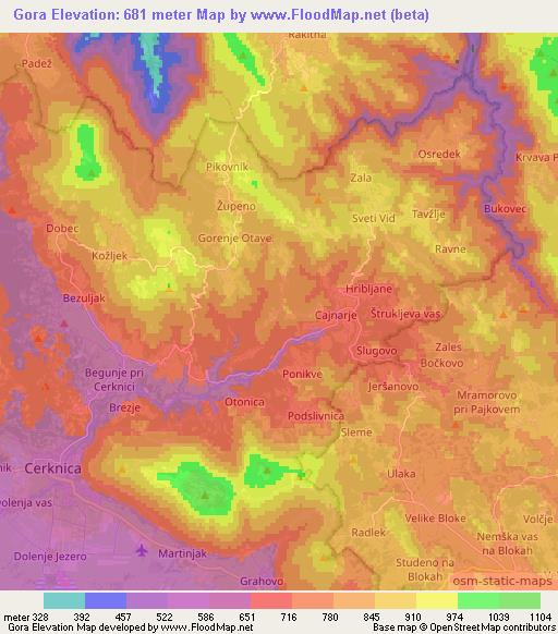 Gora,Slovenia Elevation Map