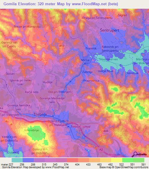 Gomila,Slovenia Elevation Map