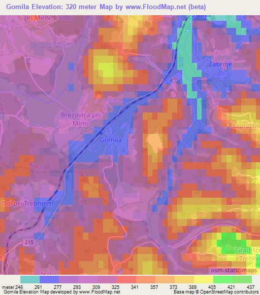 Gomila,Slovenia Elevation Map