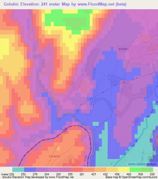 Golubic,Croatia Elevation Map