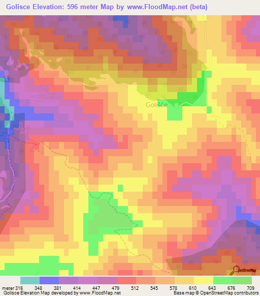 Golisce,Slovenia Elevation Map