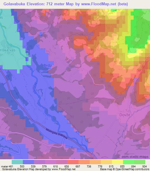 Golavabuka,Slovenia Elevation Map