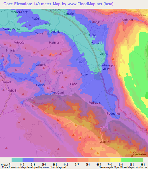 Goce,Slovenia Elevation Map