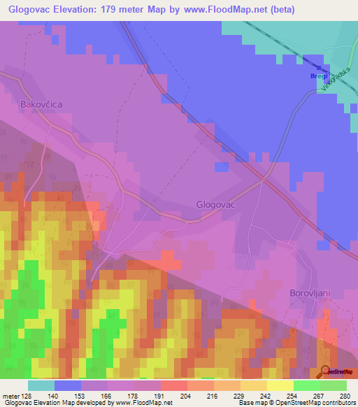 Glogovac,Croatia Elevation Map