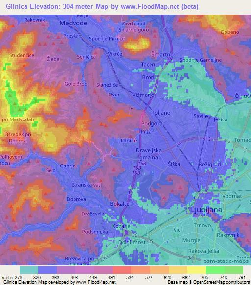 Glinica,Slovenia Elevation Map