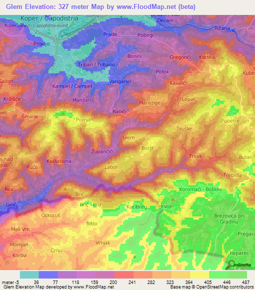 Glem,Slovenia Elevation Map