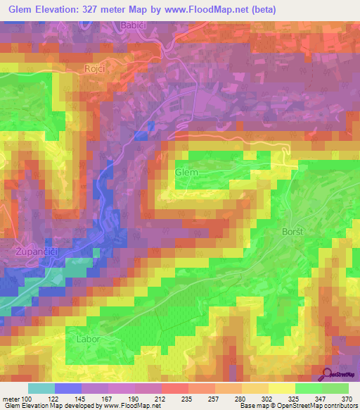 Glem,Slovenia Elevation Map