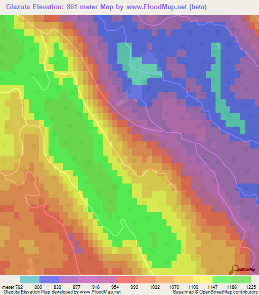 Glazuta,Slovenia Elevation Map