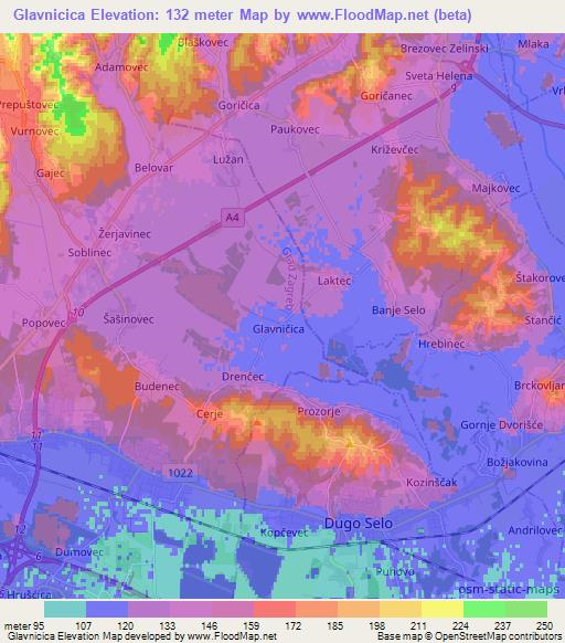 Glavnicica,Croatia Elevation Map
