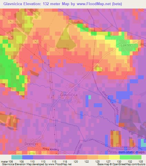 Glavnicica,Croatia Elevation Map