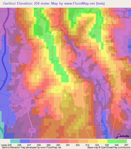 Gerlinci,Slovenia Elevation Map