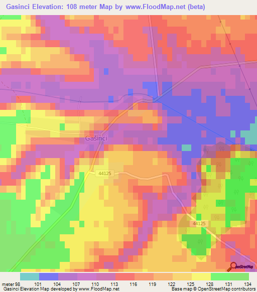 Gasinci,Croatia Elevation Map