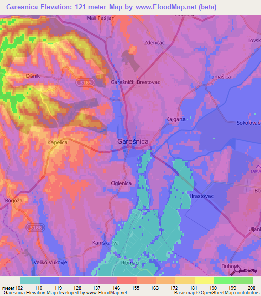 Garesnica,Croatia Elevation Map