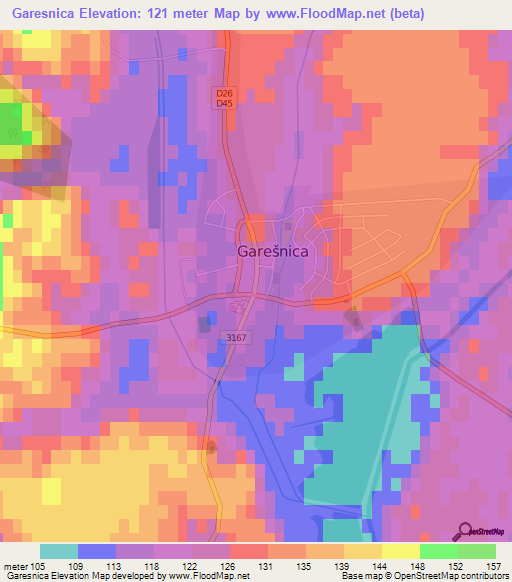 Garesnica,Croatia Elevation Map