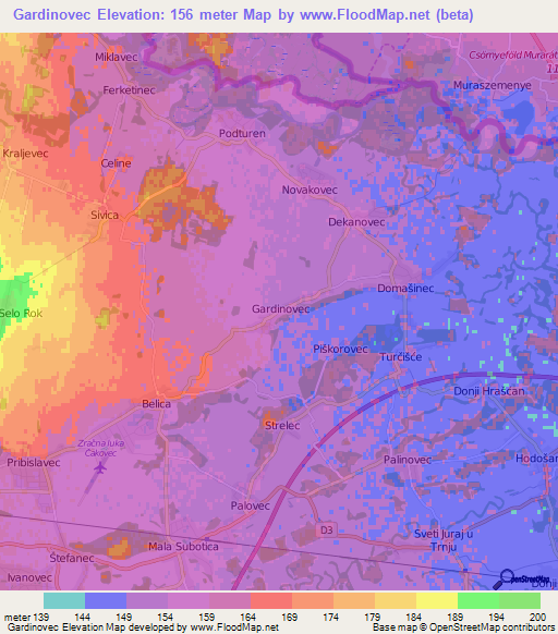 Gardinovec,Croatia Elevation Map