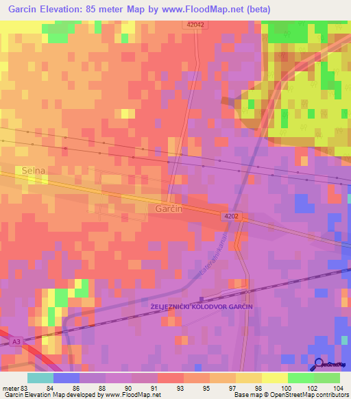 Garcin,Croatia Elevation Map