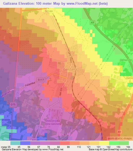 Galizana,Croatia Elevation Map